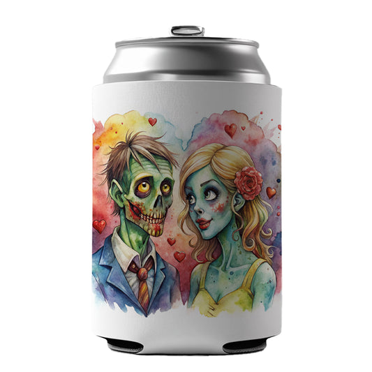 Zombies In Love Valentine's Day Halloween Can Cooler Beer Soda Drink Insulated Holder Sleeve Hugger