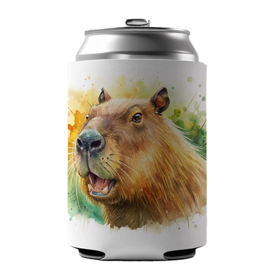 Angry Capybara Watercolor Can Cooler Beer Soda Drink Insulated Holder Sleeve Hugger