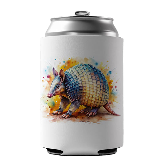 Armadillo Watercolor Can Cooler Beer Soda Drink Insulated Holder Sleeve Hugger