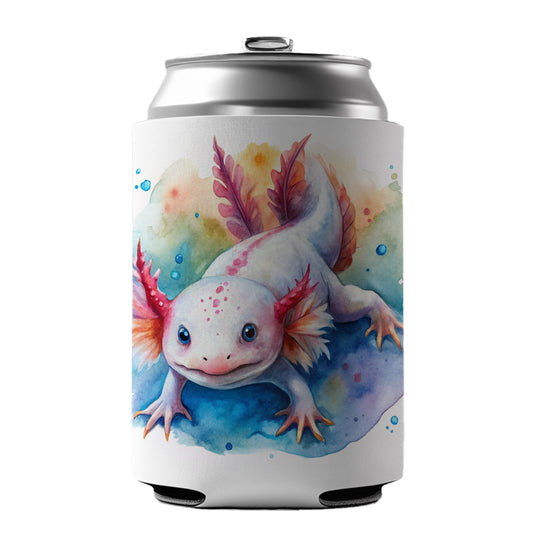 Axolotl Watercolor Can Cooler Beer Soda Drink Insulated Holder Sleeve Hugger