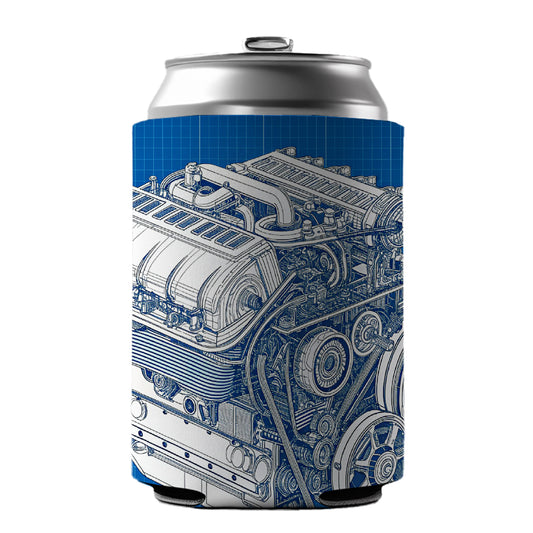 Blueprint Of Car Engine V8 Can Cooler Beer Soda Drink Insulated Holder Sleeve Hugger