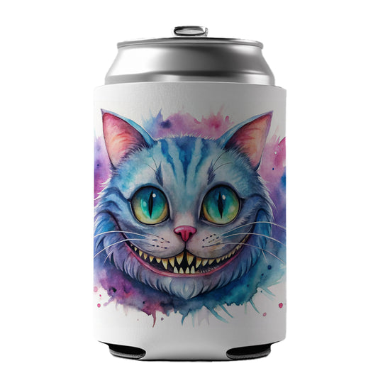 Cheshire Cat Alice in Wonderland Watercolor Can Cooler Beer Soda Drink Insulated Holder Sleeve Hugger
