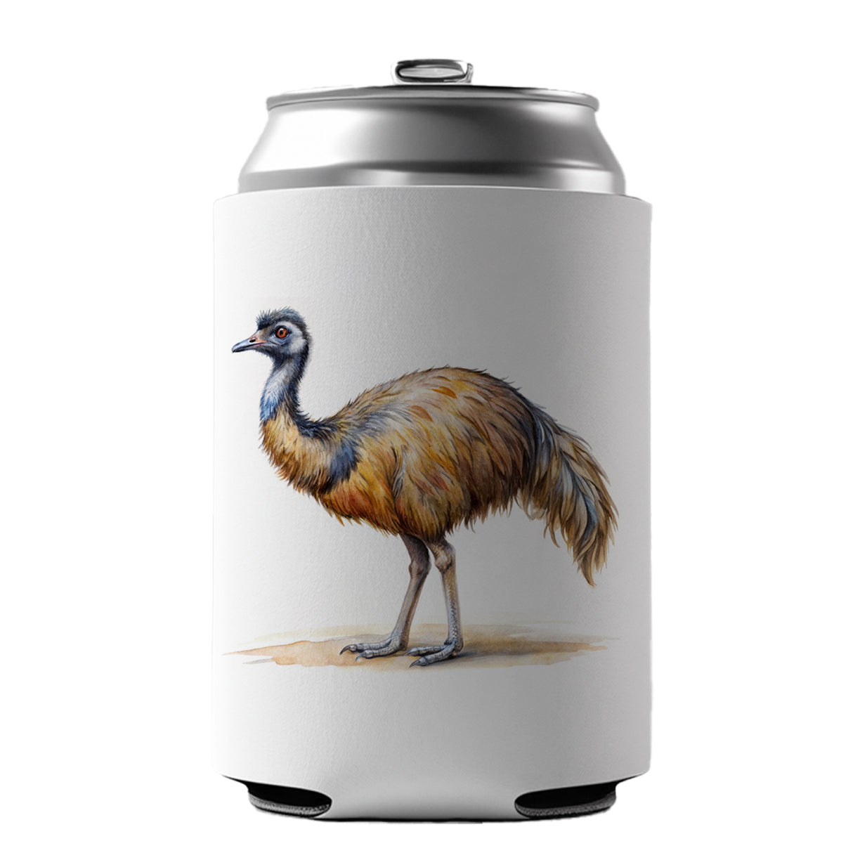 Emu Standing Watercolor Can Cooler Beer Soda Drink Insulated Holder Sleeve Hugger