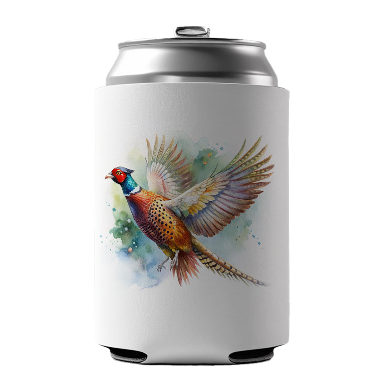 Pheasant In Flight Watercolor Can Cooler Beer Soda Drink Insulated Holder Sleeve Hugger