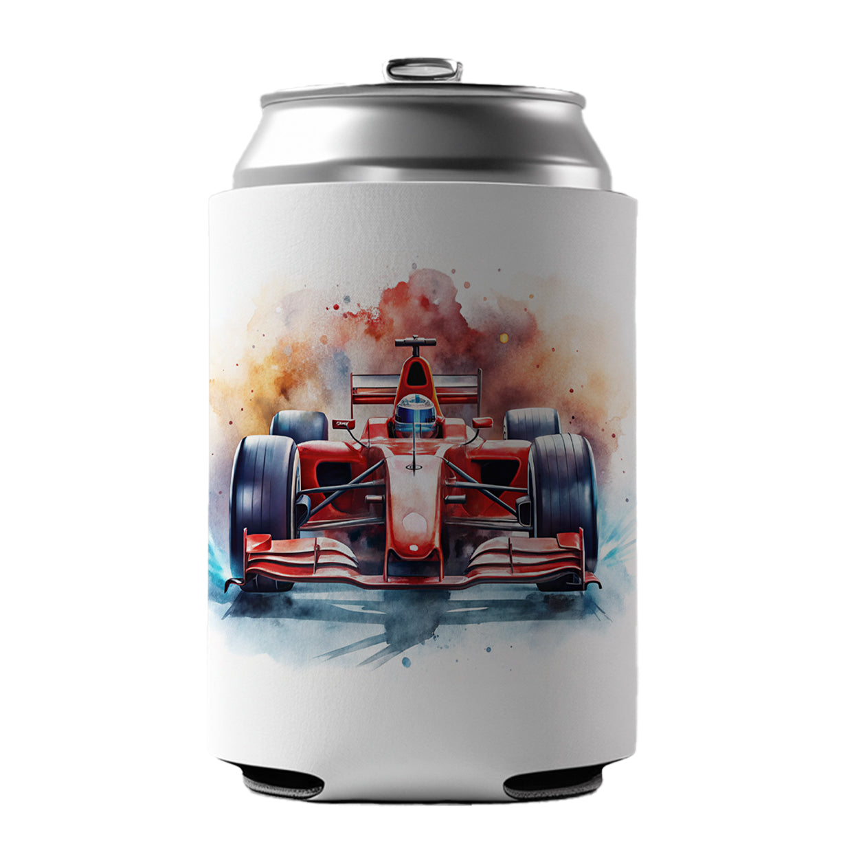 Red Sports Racing Car Watercolor Can Cooler Beer Soda Drink Insulated Holder Sleeve Hugger