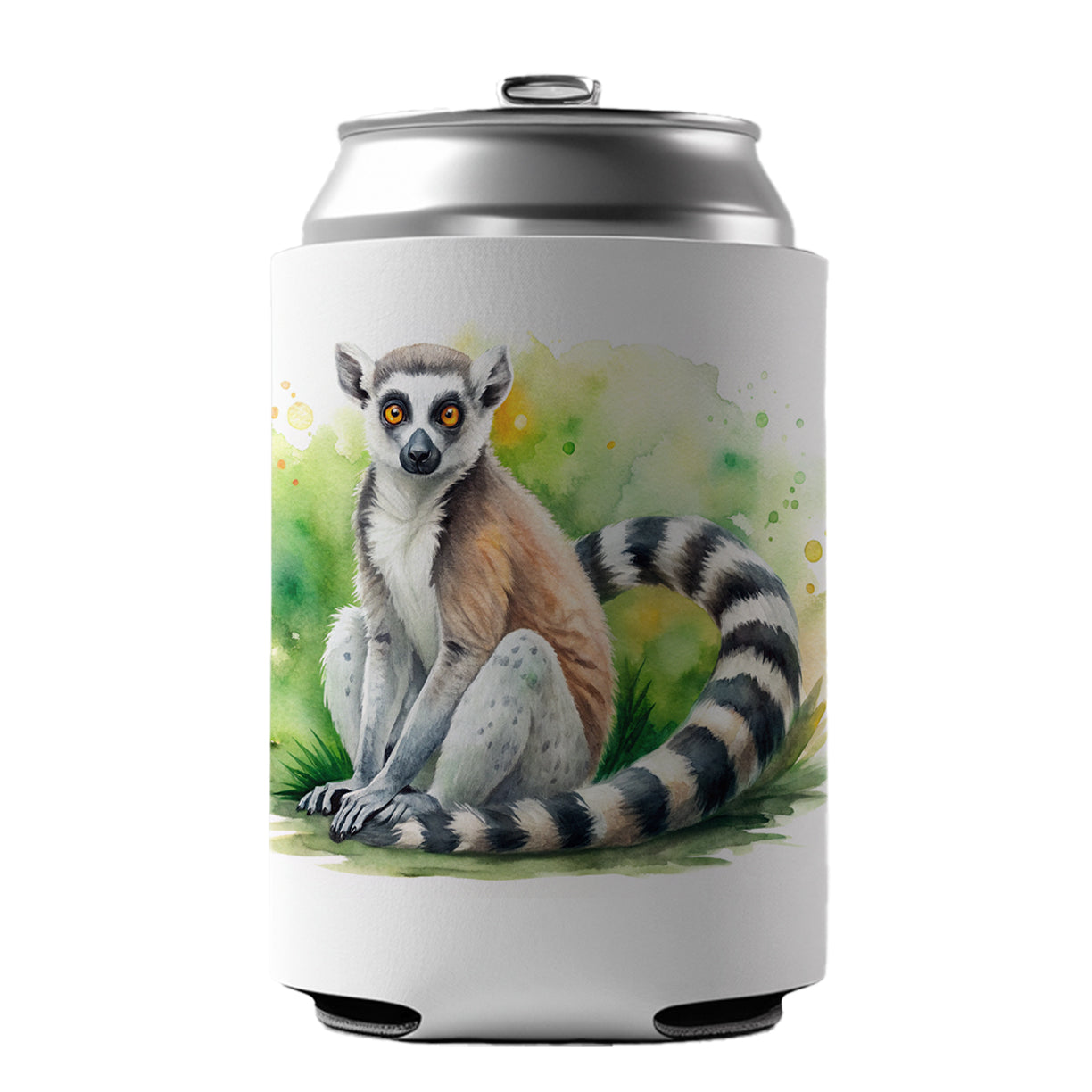 Ring-Tailed Lemur Watercolor Can Cooler Beer Soda Drink Insulated Holder Sleeve Hugger