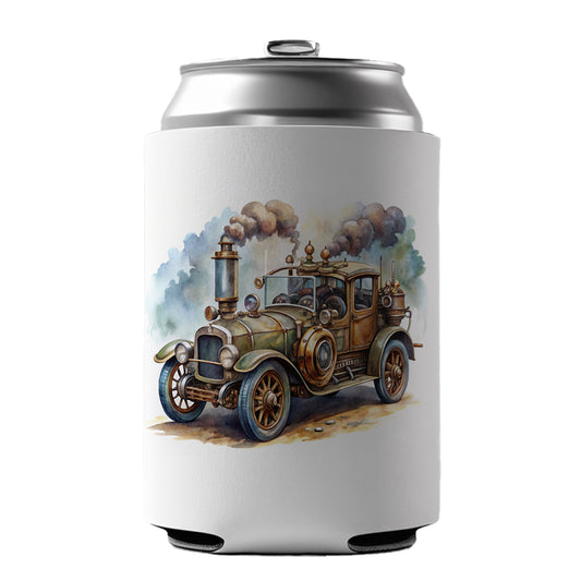 Steampunk Retro Fantasy Sci-fi Car Watercolor Can Cooler Beer Soda Drink Insulated Holder Sleeve Hugger