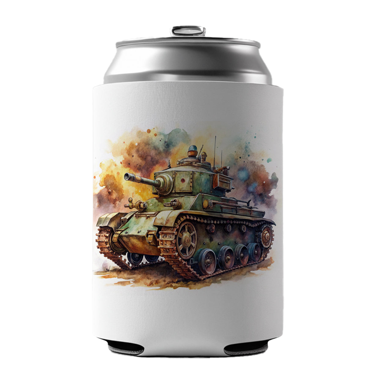 Steampunk Tank Fantasy Sci-fi Watercolor Can Cooler Beer Soda Drink Insulated Holder Sleeve Hugger