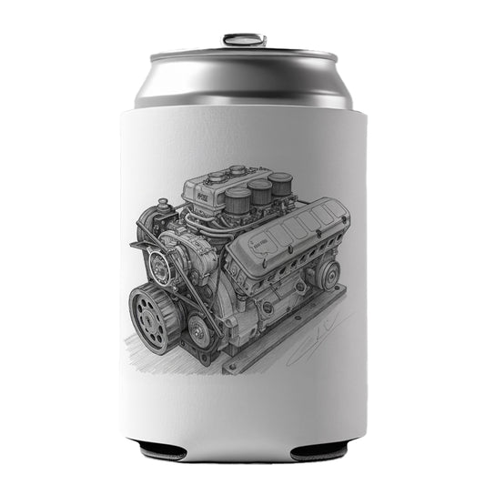 V8 Car Engine Sketch Can Cooler Beer Soda Drink Insulated Holder Sleeve Hugger