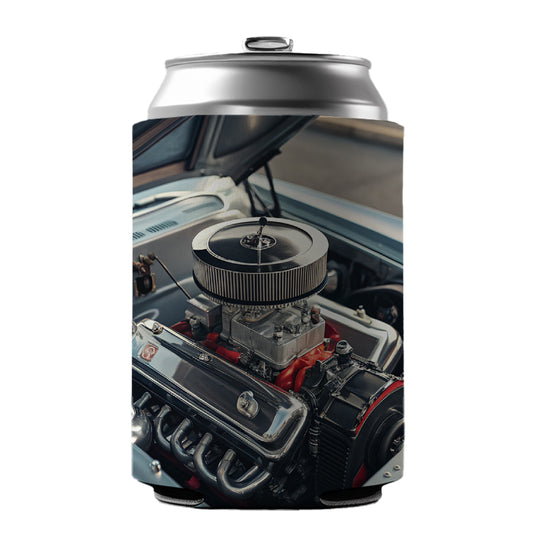 V8 Engine In Classic Muscle Car Can Cooler Beer Soda Drink Insulated Holder Sleeve Hugger