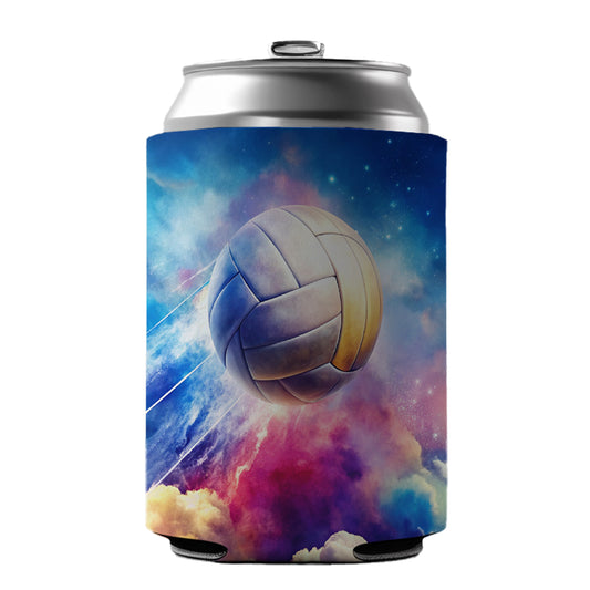 Volleyball Ball Rocketing Through The Sky Watercolor Can Cooler Beer Soda Drink Insulated Holder Sleeve Hugger