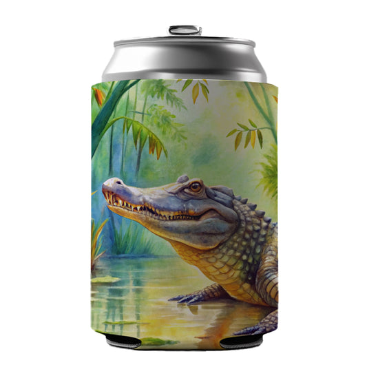 Alligator Crocodile In Swamp Can Cooler Beer Soda Drink Insulated Holder Sleeve Hugger