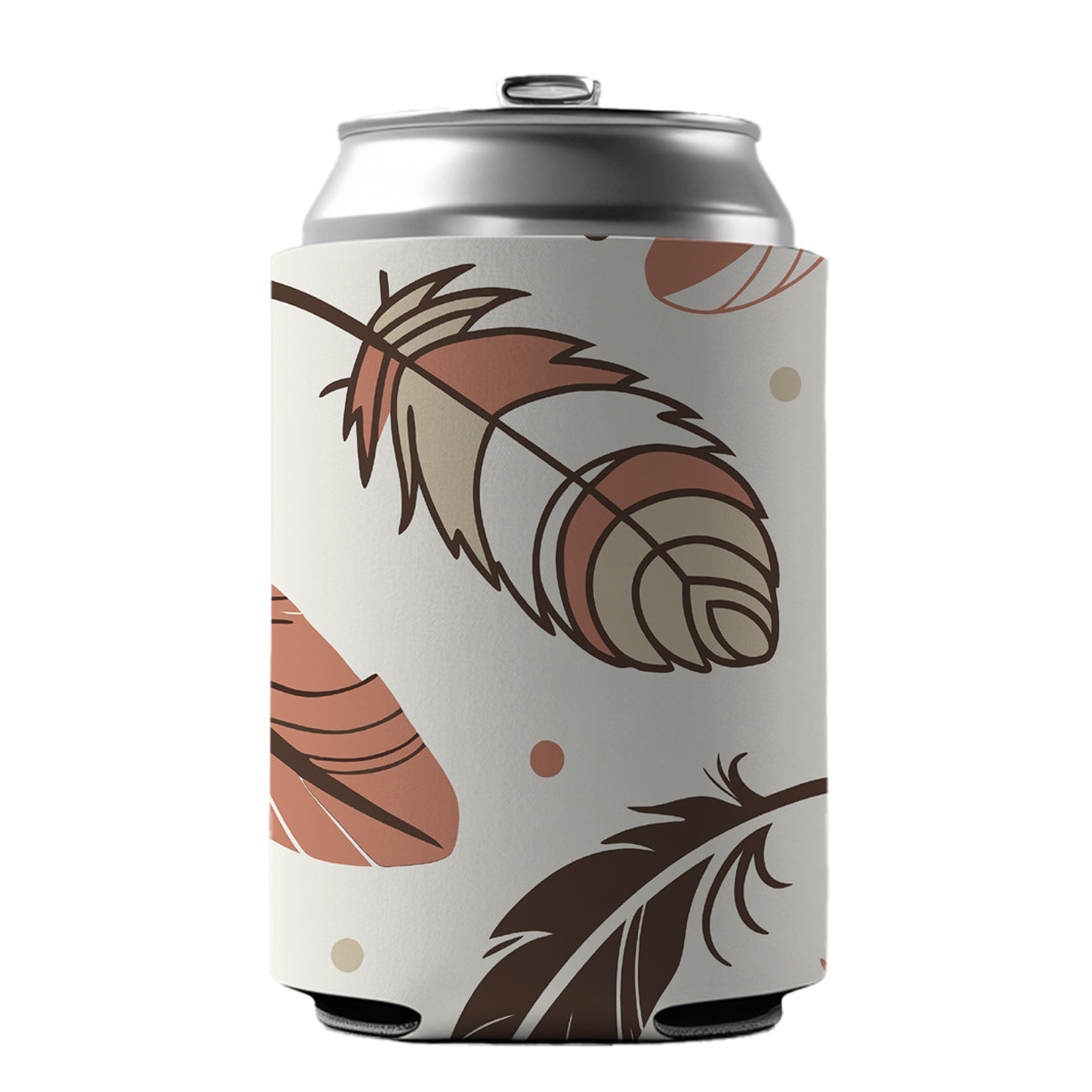 Boho Feathers Can Cooler Beer Soda Drink Insulated Holder Sleeve Hugger