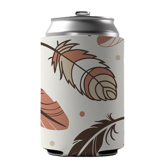 Boho Feathers Can Cooler Beer Soda Drink Insulated Holder Sleeve Hugger