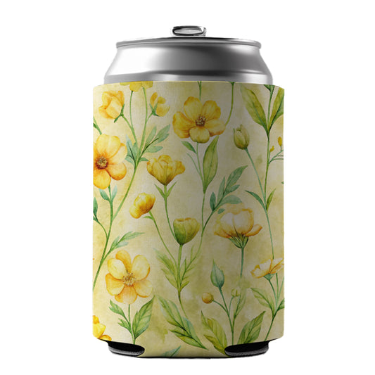 Buttercups Yellow Flowers Floral Can Cooler Beer Soda Drink Insulated Holder Sleeve Hugger