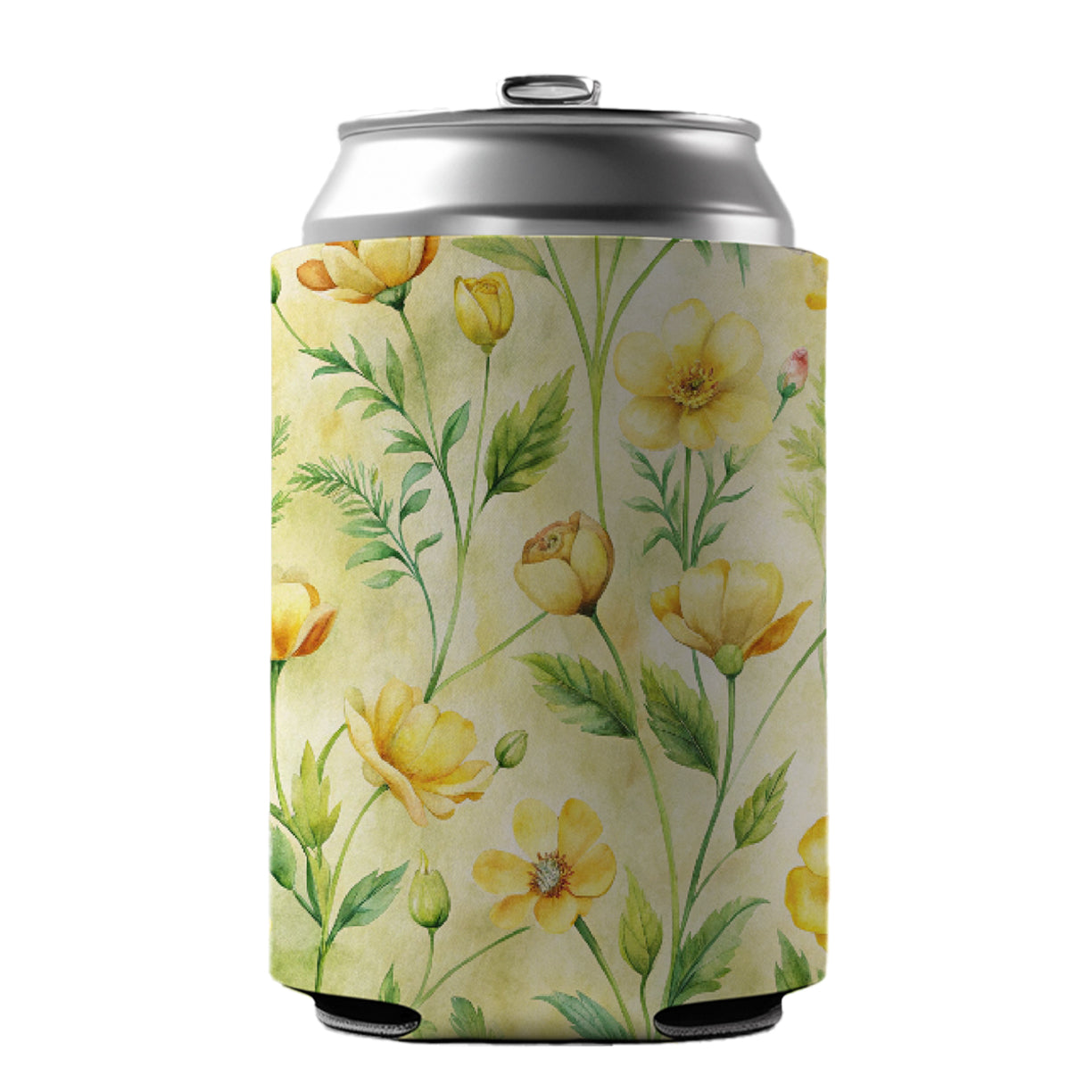 Buttercups Yellow Flowers Can Cooler Beer Soda Drink Insulated Holder Sleeve Hugger