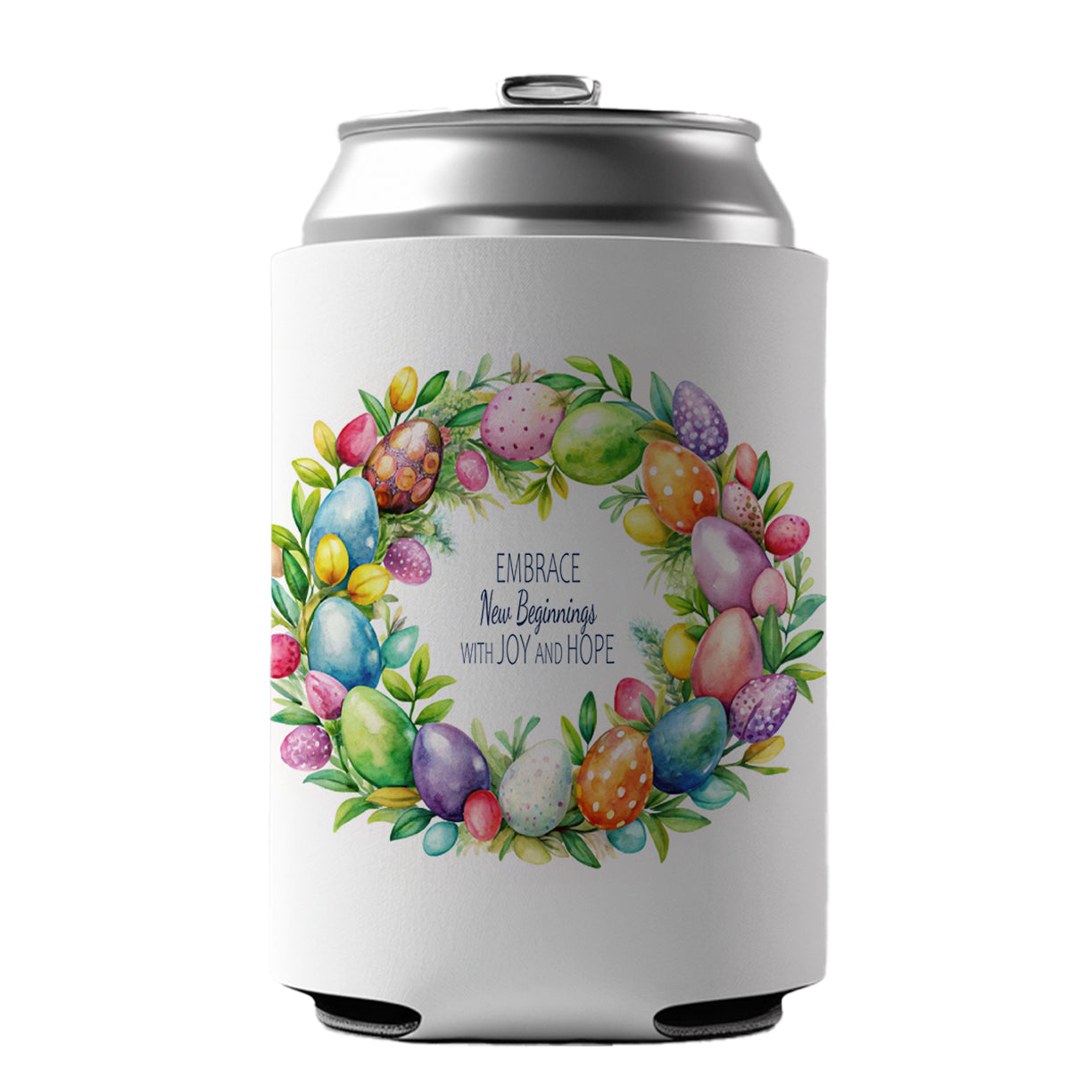 Embrace New Beginnings Easter Inspirational Can Cooler Beer Soda Drink Insulated Holder Sleeve Hugger
