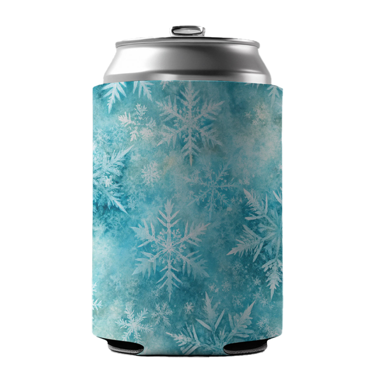 Ice Crystals Snowflakes Winter Can Cooler Beer Soda Drink Insulated Holder Sleeve Hugger