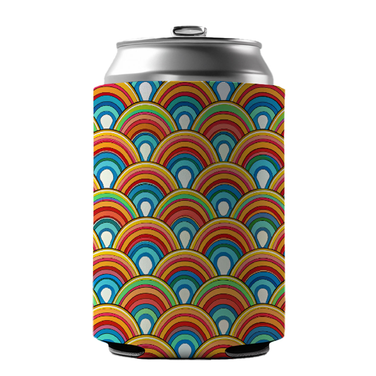 Retro Rainbow Pattern Can Cooler Beer Soda Drink Insulated Holder Sleeve Hugger