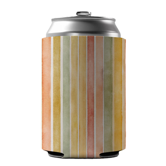 Striped Tonal 70s Wallpaper Can Cooler Beer Soda Drink Insulated Holder Sleeve Hugger