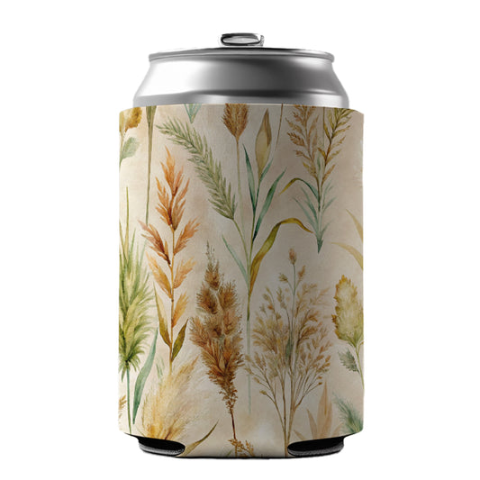 Wild Grasses Wheat Pattern Can Cooler Beer Soda Drink Insulated Holder Sleeve Hugger