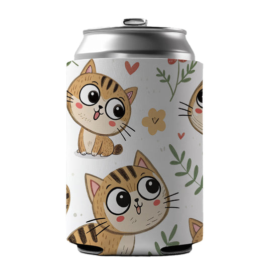 Adorable Tabby Cats Can Cooler Beer Soda Drink Insulated Holder Sleeve Hugger