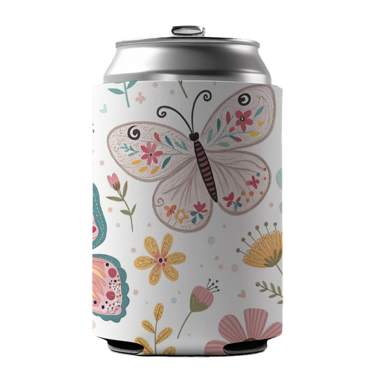Cute Butterflies Pastel Can Cooler Beer Soda Drink Insulated Holder Sleeve Hugger