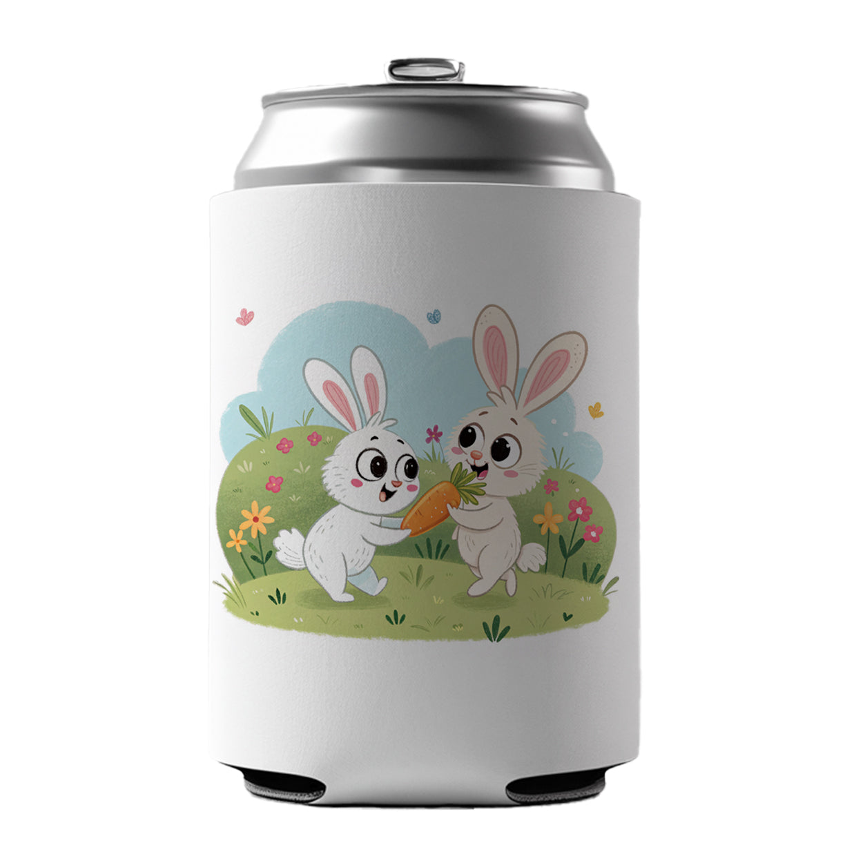 Cute Rabbits Bunnies Easter Can Cooler Beer Soda Drink Insulated Holder Sleeve Hugger