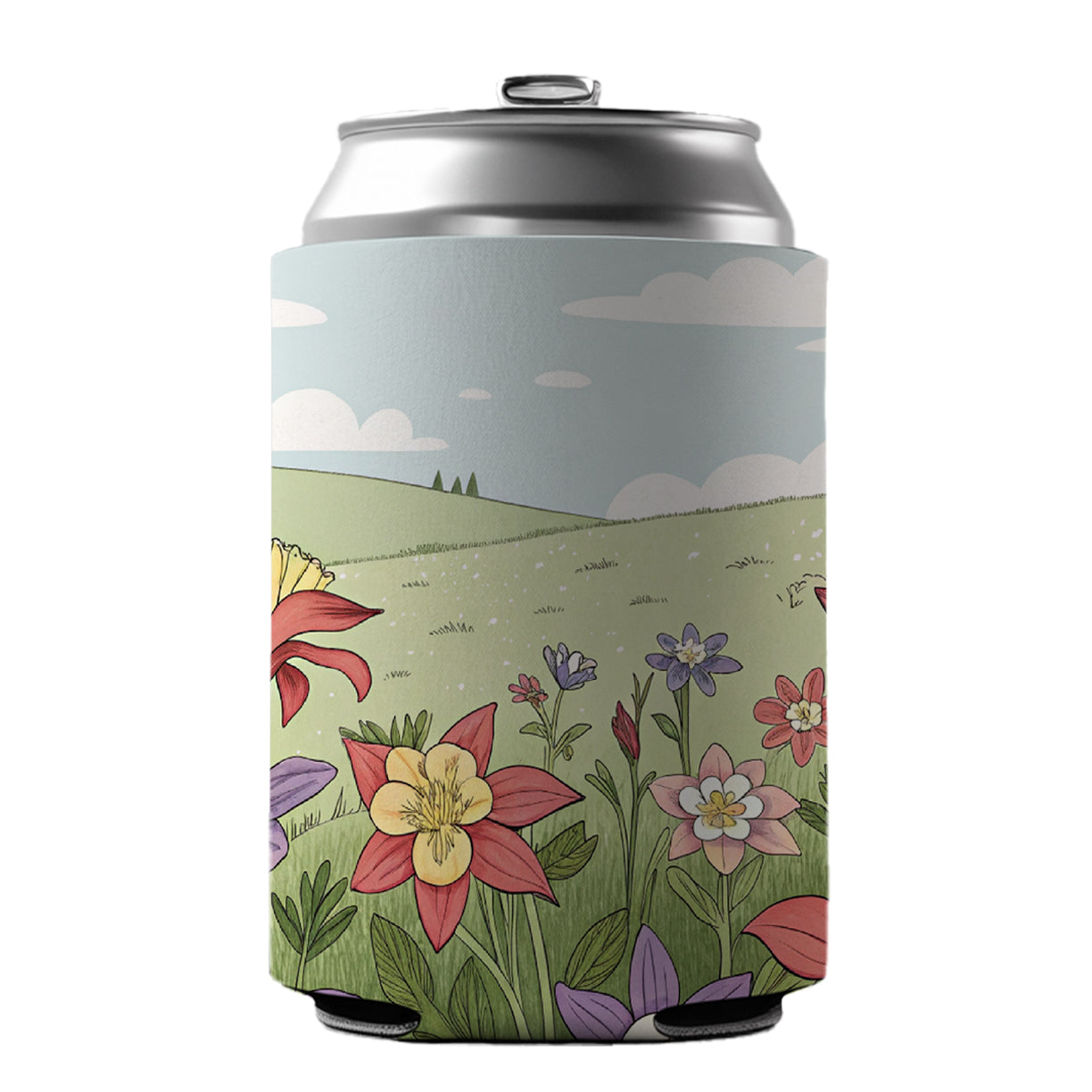 Field Of Columbine Flowers Can Cooler Beer Soda Drink Insulated Holder Sleeve Hugger