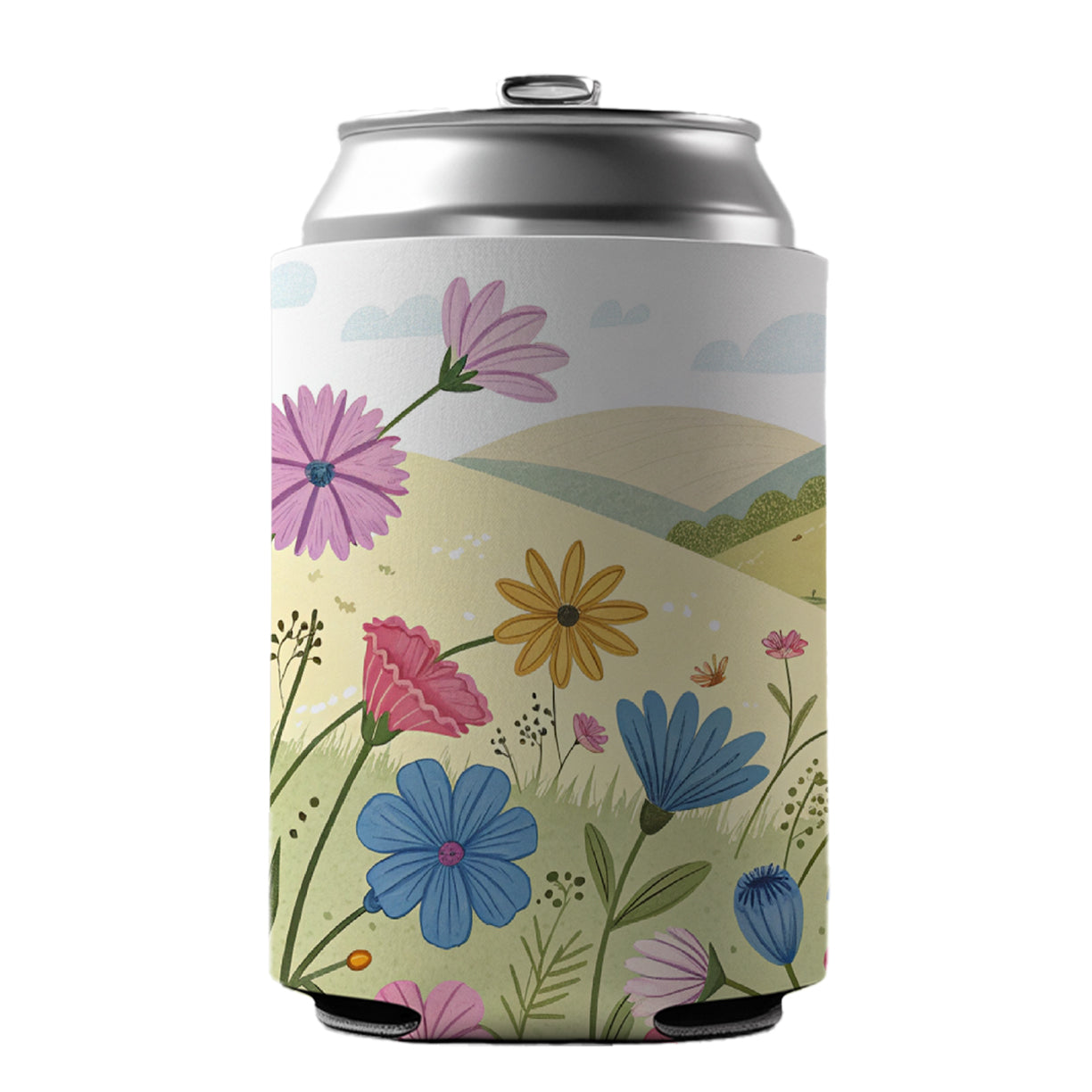 Field Of Corncockle Flowers Can Cooler Beer Soda Drink Insulated Holder Sleeve Hugger