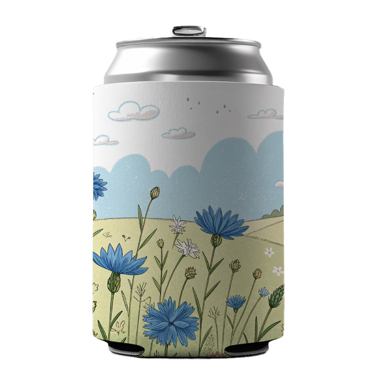 Field Of Cornflowers Flowers Can Cooler Beer Soda Drink Insulated Holder Sleeve Hugger
