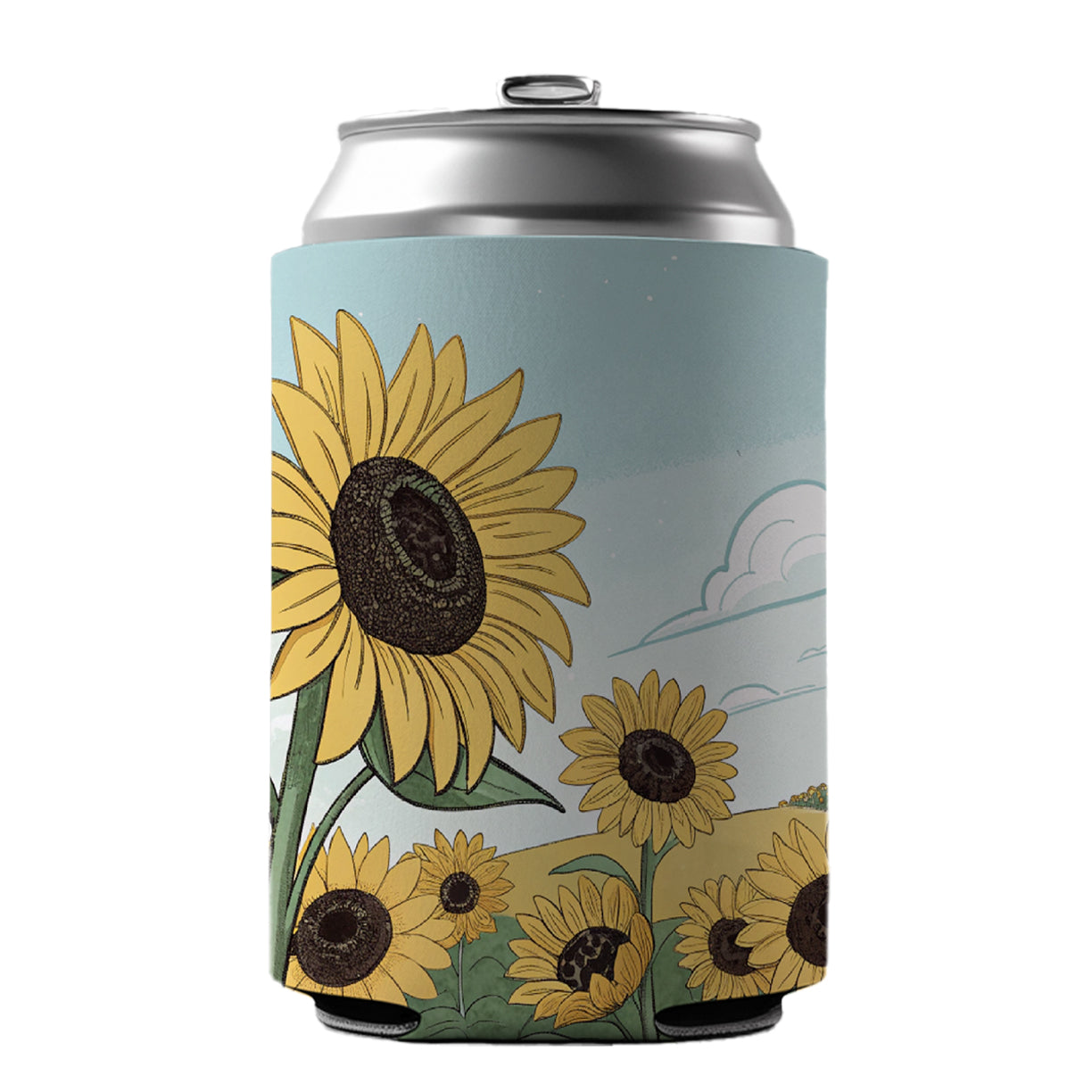 Field Of Sunflowers Flowers Can Cooler Beer Soda Drink Insulated Holder Sleeve Hugger