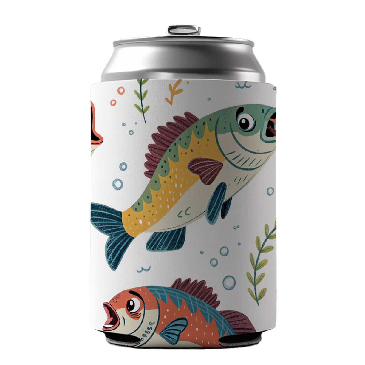 Fish Fishing Cute Cartoon Can Cooler Beer Soda Drink Insulated Holder Sleeve Hugger
