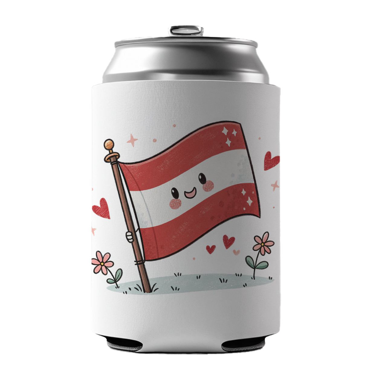 Kawaii Austrian Flag Can Cooler Beer Soda Drink Insulated Holder Sleeve Hugger