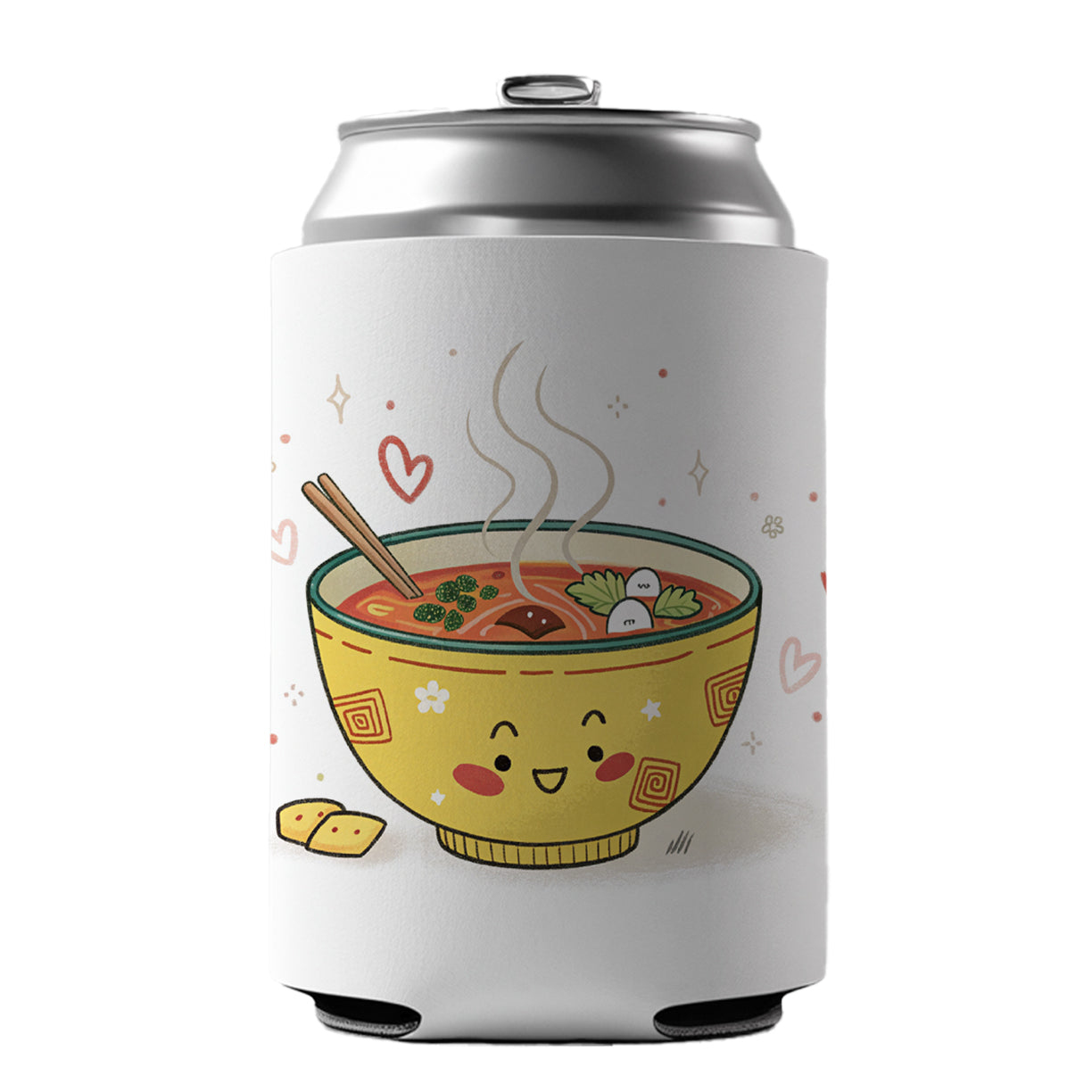 Kawaii Bowl Of Soup Can Cooler Beer Soda Drink Insulated Holder Sleeve Hugger