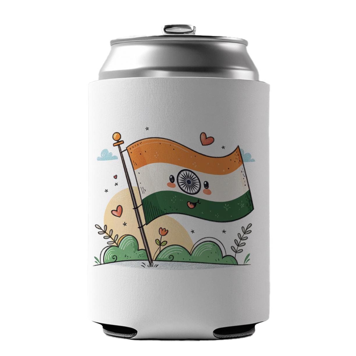 Kawaii India Flag Can Cooler Beer Soda Drink Insulated Holder Sleeve Hugger