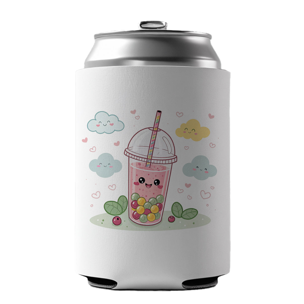 Kawaii Pink Boba Bubble Tea Can Cooler Beer Soda Drink Insulated Holder Sleeve Hugger