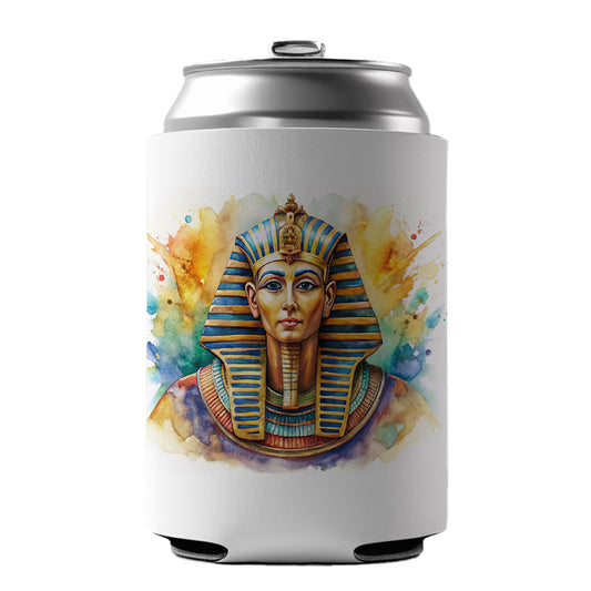 Ancient Egyptian Pharaoh Watercolor Can Cooler Beer Soda Drink Insulated Holder Sleeve Hugger