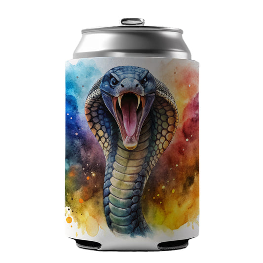 Angry Cobra Snake Reptile Watercolor Can Cooler Beer Soda Drink Insulated Holder Sleeve Hugger