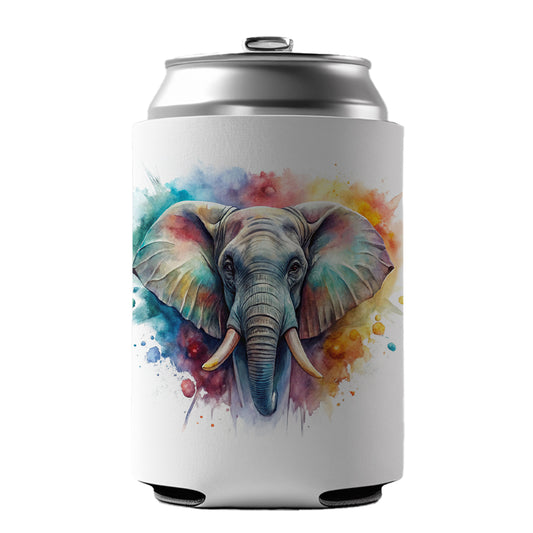 Angry Elephant Colorful Watercolor Can Cooler Beer Soda Drink Insulated Holder Sleeve Hugger