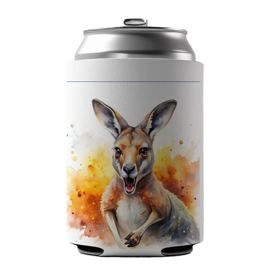 Angry Kangaroo Watercolor Can Cooler Beer Soda Drink Insulated Holder Sleeve Hugger