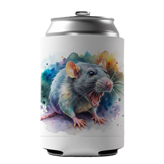 Angry Rat Watercolor Can Cooler Beer Soda Drink Insulated Holder Sleeve Hugger