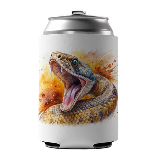 Angry Rattlesnake Snake Reptile Watercolor Can Cooler Beer Soda Drink Insulated Holder Sleeve Hugger