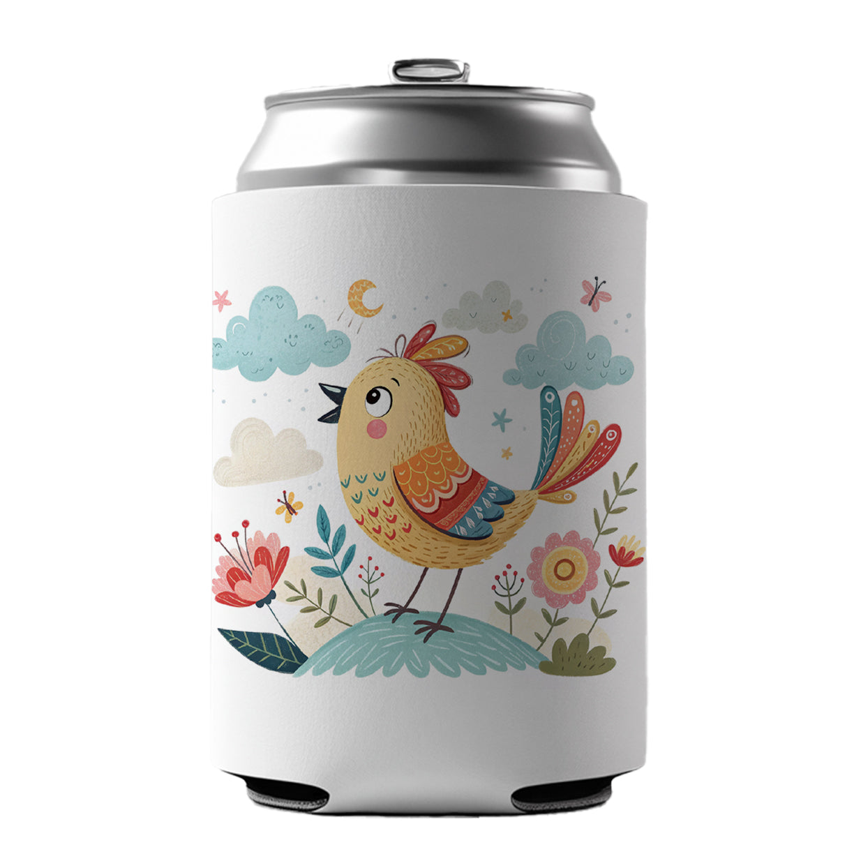 Bird Children's Illustration Style Can Cooler Beer Soda Drink Insulated Holder Sleeve Hugger