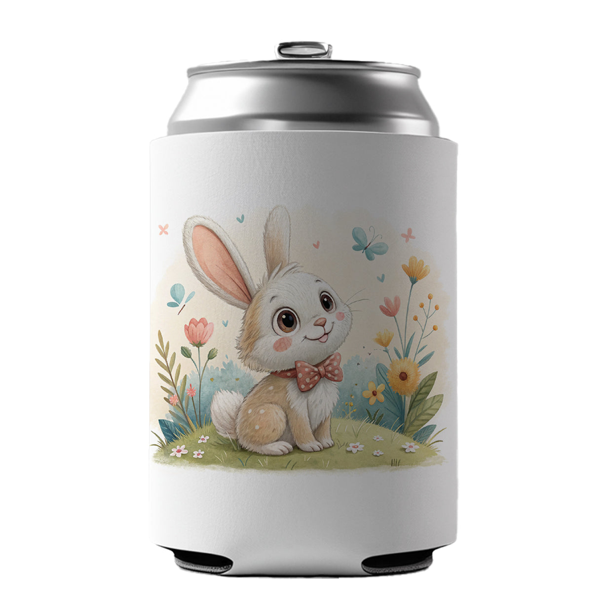 Bunny Rabbit Children's Illustration Style Can Cooler Beer Soda Drink Insulated Holder Sleeve Hugger