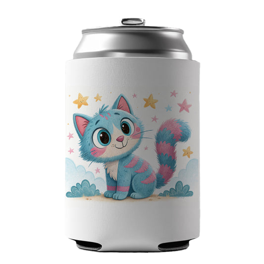 Cat Children's Illustration Style Can Cooler Beer Soda Drink Insulated Holder Sleeve Hugger