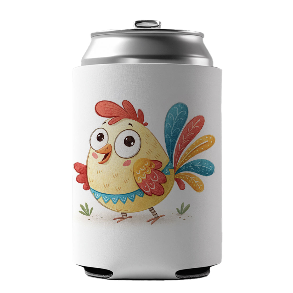 Chicken Children's Illustration Style Can Cooler Beer Soda Drink Insulated Holder Sleeve Hugger