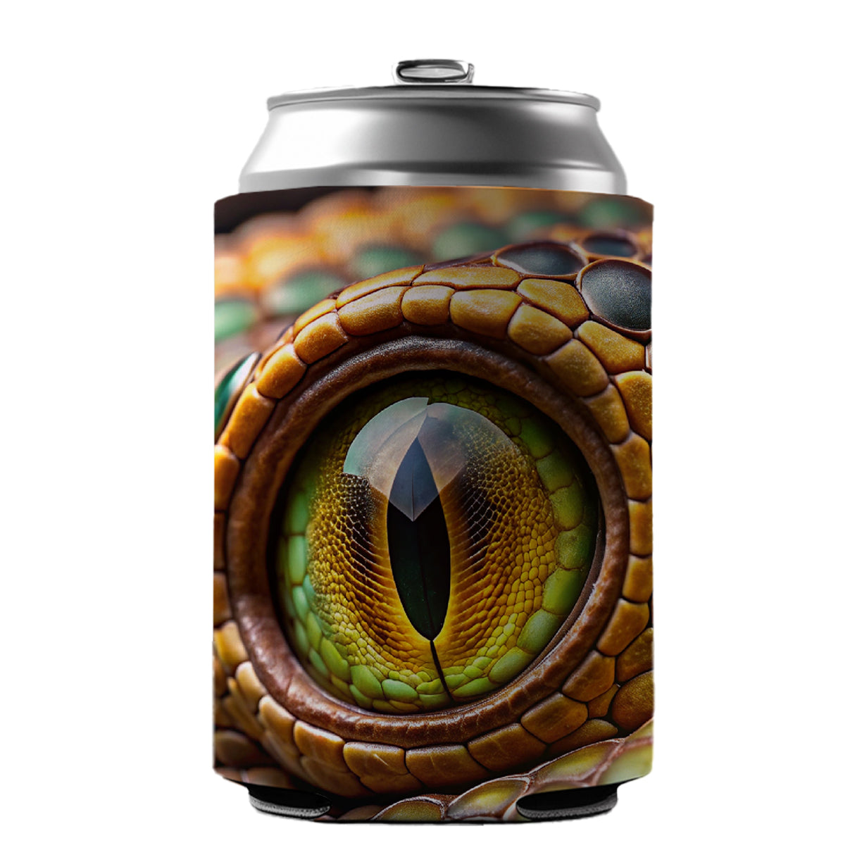 Close-Up Of a Snake's Eye Reptile Can Cooler Beer Soda Drink Insulated Holder Sleeve Hugger