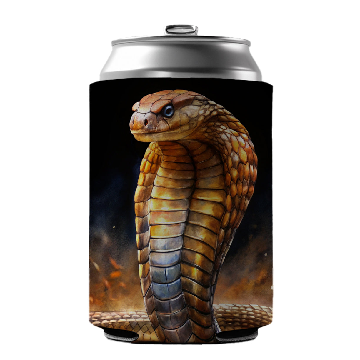 Cobra Snake Black Watercolor Can Cooler Beer Soda Drink Insulated Holder Sleeve Hugger