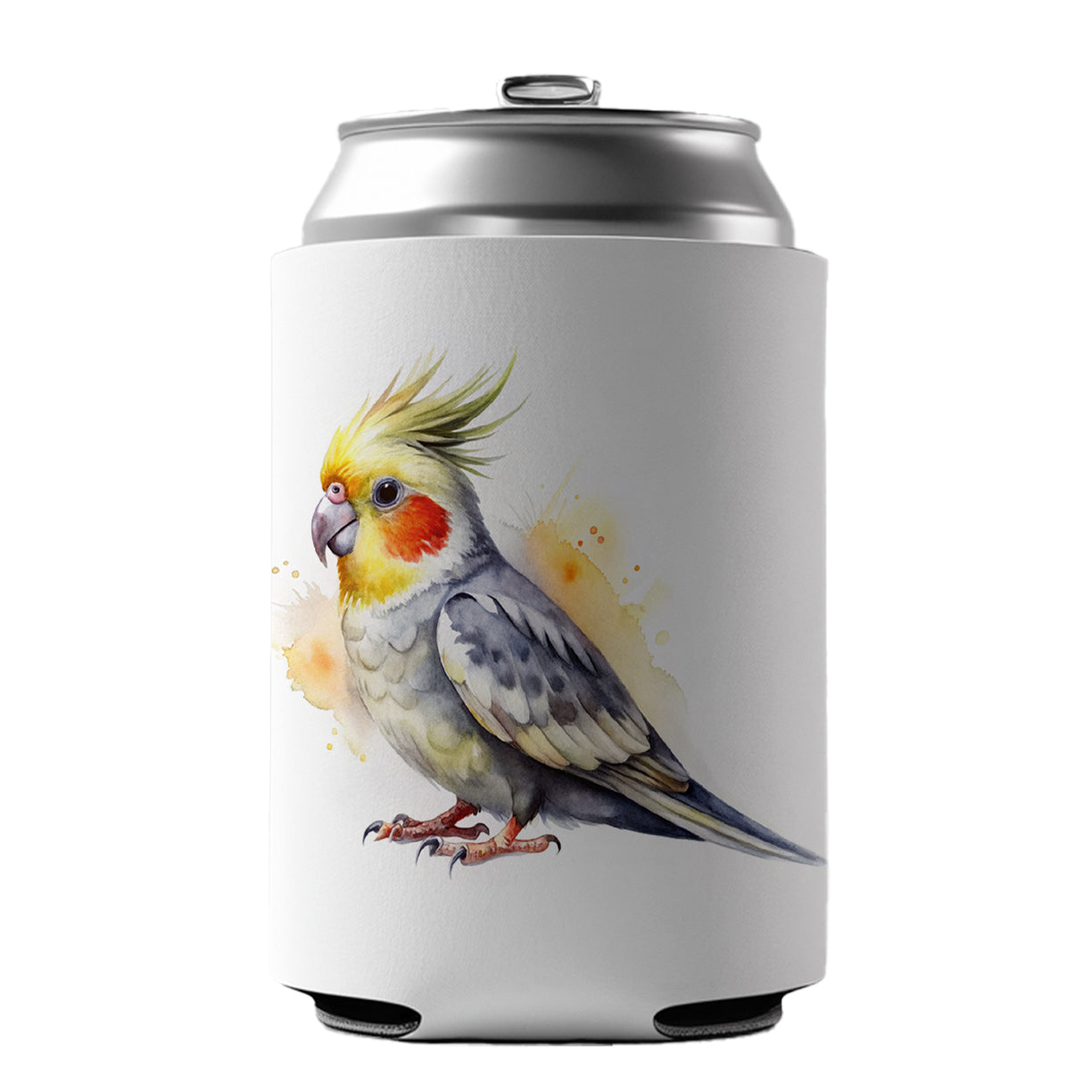 Cockatiel Parrot Bird Watercolor Can Cooler Beer Soda Drink Insulated Holder Sleeve Hugger